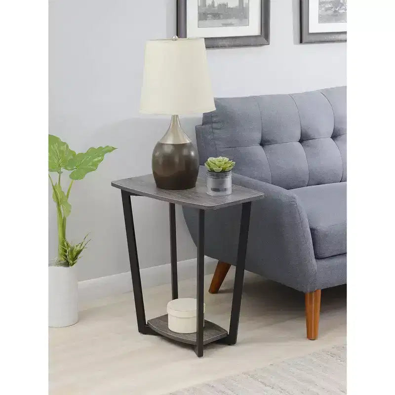 HomeStock Belmont Rustic Industrial End Table with Open Bottom Shelf, Powder Coated Metal Frame and Spacious Modern Display Surface