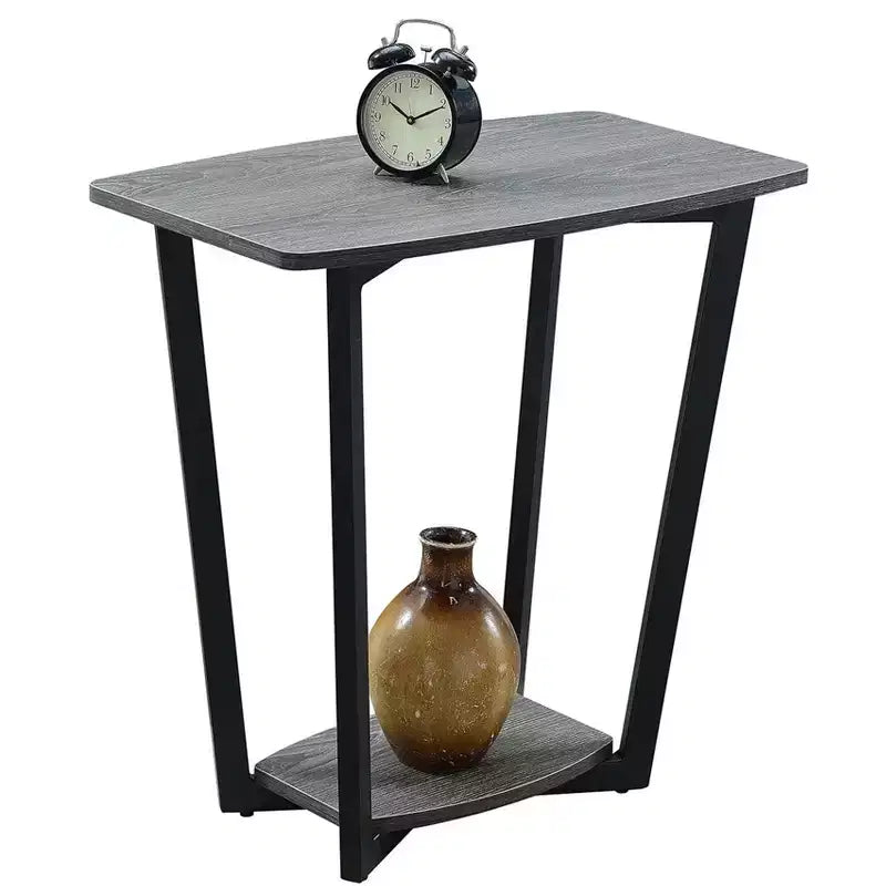 HomeStock Belmont Rustic Industrial End Table with Open Bottom Shelf, Powder Coated Metal Frame and Spacious Modern Display Surface