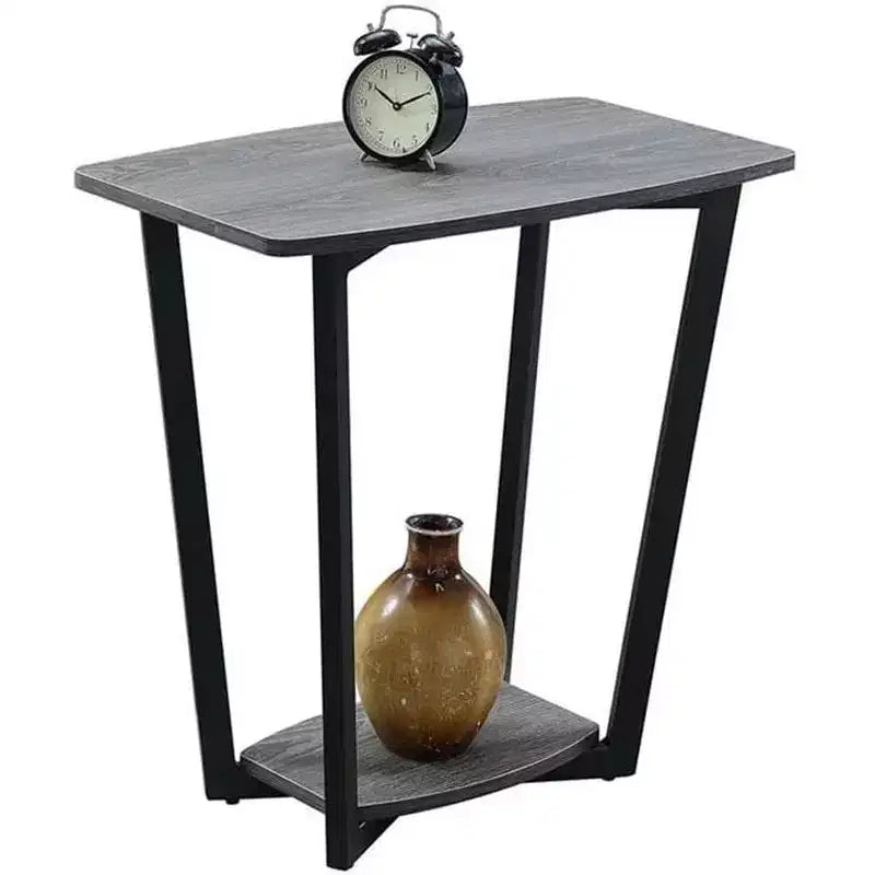 HomeStock Belmont Rustic Industrial End Table with Open Bottom Shelf, Powder Coated Metal Frame and Spacious Modern Display Surface