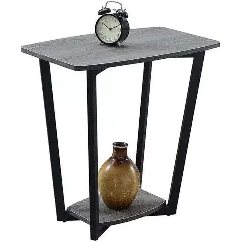 HomeStock Belmont Rustic Industrial End Table with Open Bottom Shelf, Powder Coated Metal Frame and Spacious Modern Display Surface