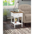 HomeStock Belmont End Table with Built-In Concealed Charging Station, 2 Outlets, 2 USB Ports, Drawer Storage and Bottom Shelf Accent Table