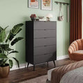 GALAXHERO 5-Drawer Tall Wooden Dresser - Storage Organizer with Metal Handles for Bedroom, Living Room, Hallway & Closet,White