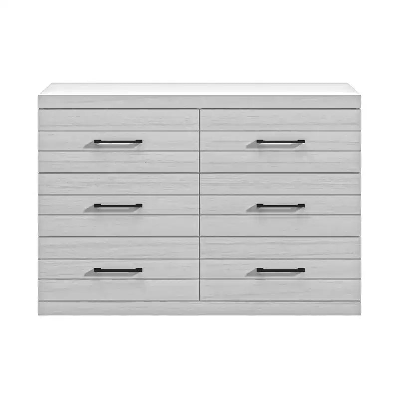 Galano Hamsper 6 Drawer Dresser (Interlock) - Pearl White Oak
