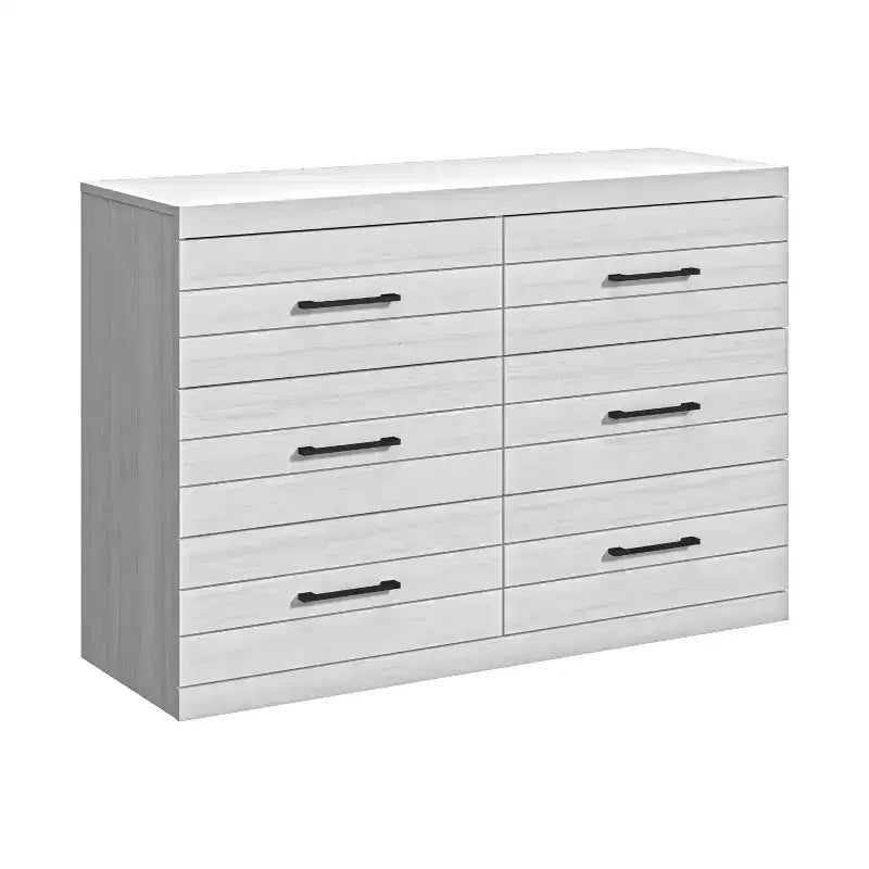 Galano Hamsper 6 Drawer Dresser (Interlock) - Pearl White Oak