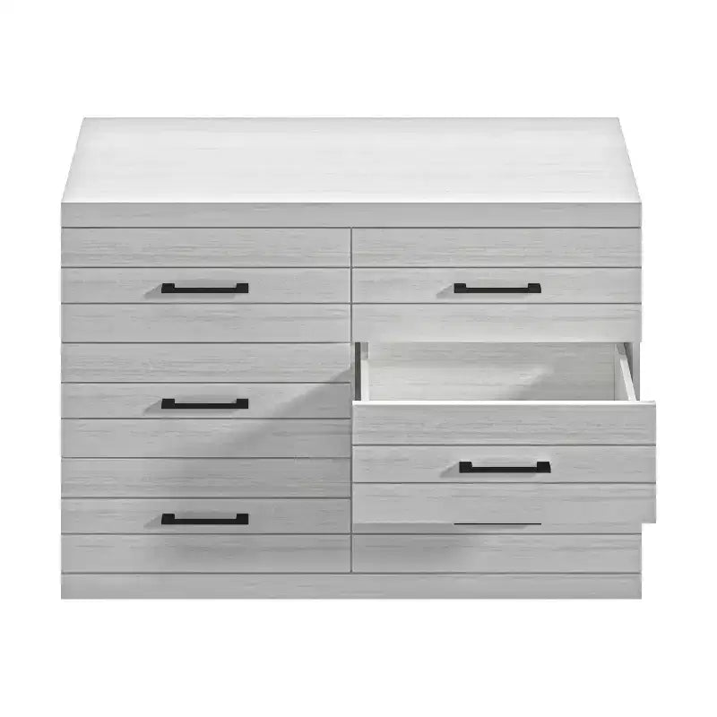 Galano Hamsper 6 Drawer Dresser (Interlock) - Pearl White Oak