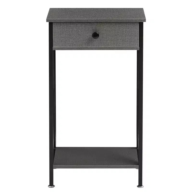 VECELO Tall End Side Table Set of 1/2, Nightstand with Adjustable Shelf and Drawer for Living Room or Bedroom, Small Spaces, Brown