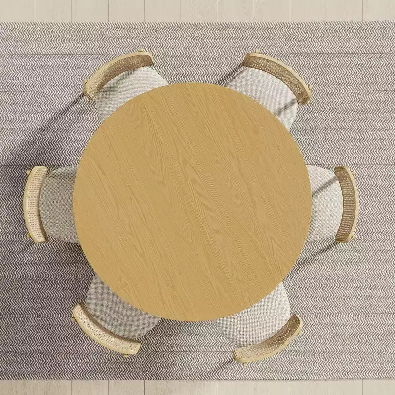 PexFix 52 in.H Solid Wood Round Dining Table Kitchen Table for 4-6 with Tabletop and Tapered Base for Living/Dining Room Coffee Office in Natural