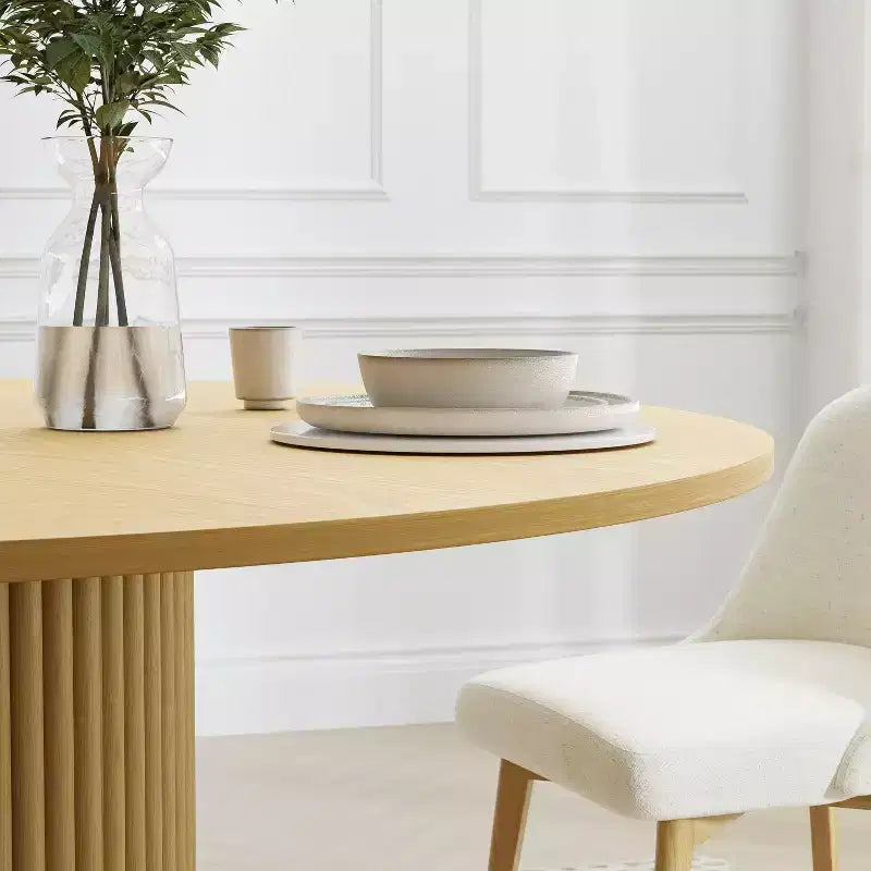 PexFix 52 in.H Solid Wood Round Dining Table Kitchen Table for 4-6 with Tabletop and Tapered Base for Living/Dining Room Coffee Office in Natural