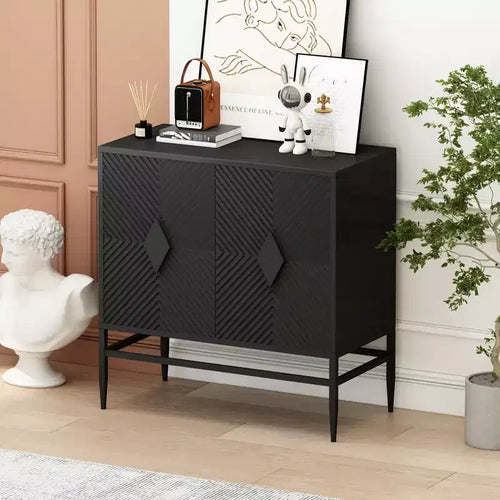 GDFStudio Ember 31.5 Modern Wooden Storage Cabinet with 2 Doors and Adjustable Shelf