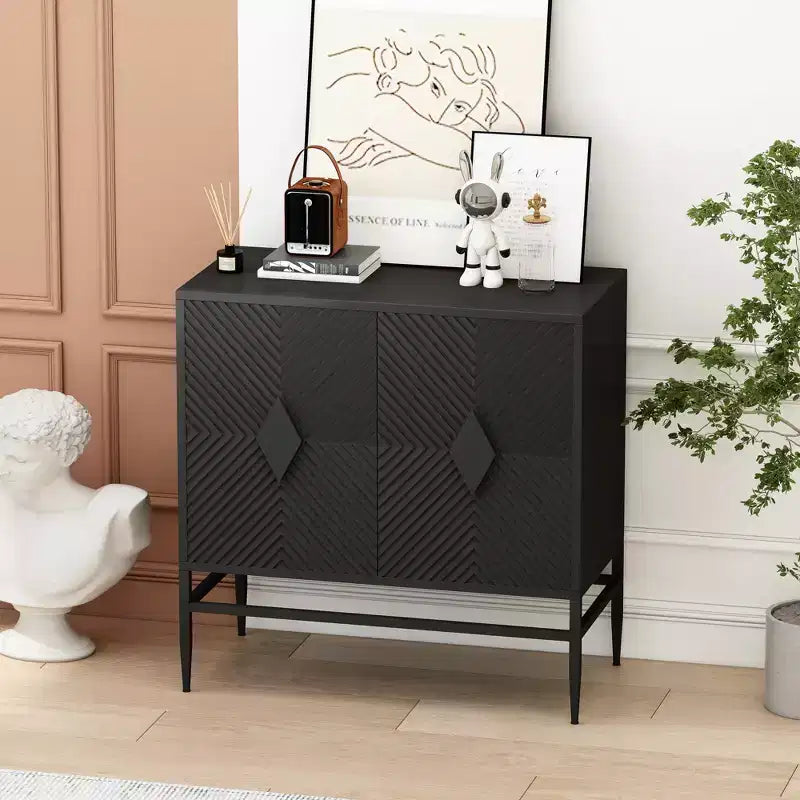 GDFStudio Ember 31.5 Modern Wooden Storage Cabinet with 2 Doors and Adjustable Shelf