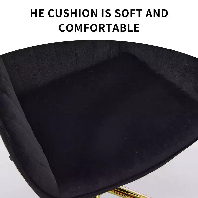 Okak Height-Adjustable Office Chair with Golden Metal Base, Computer Chair with Wheels and Backrest, Comfy Chair for Office, Home