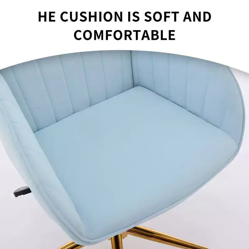 Okak Height-Adjustable Office Chair with Golden Metal Base, Computer Chair with Wheels and Backrest, Comfy Chair for Office, Home