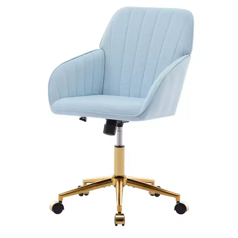 Okak Height-Adjustable Office Chair with Golden Metal Base, Computer Chair with Wheels and Backrest, Comfy Chair for Office, Home