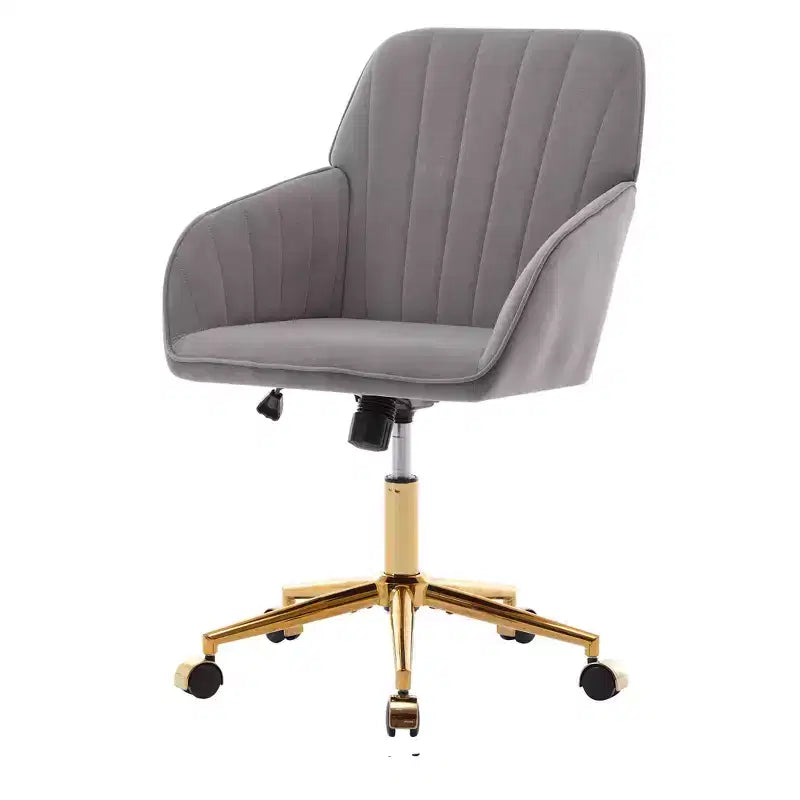 Okak Height-Adjustable Office Chair with Golden Metal Base, Computer Chair with Wheels and Backrest, Comfy Chair for Office, Home