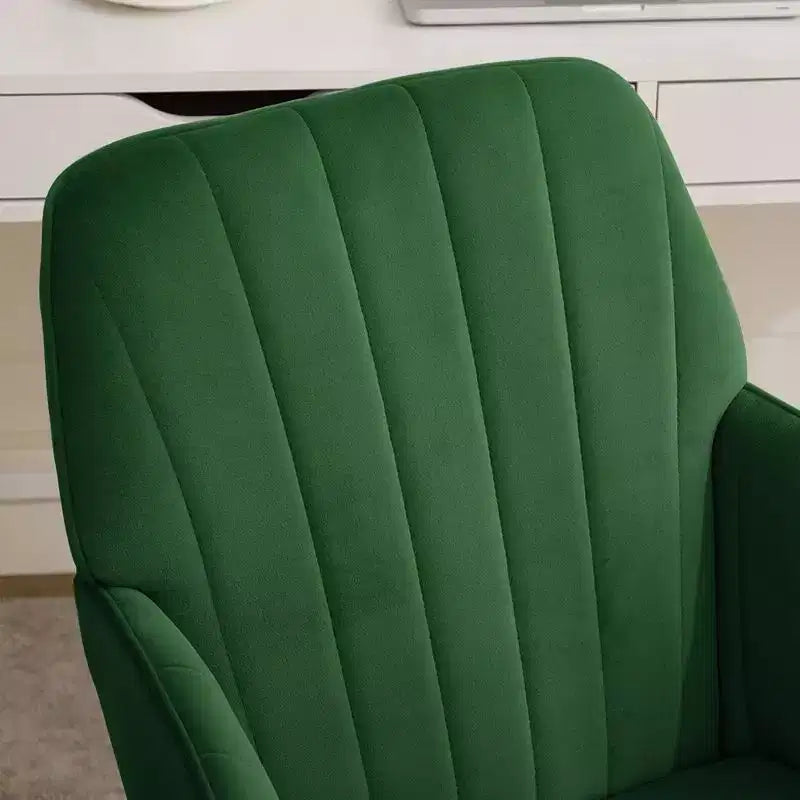 Okak Height-Adjustable Office Chair with Golden Metal Base, Computer Chair with Wheels and Backrest, Comfy Chair for Office, Home