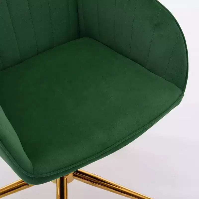 Okak Height-Adjustable Office Chair with Golden Metal Base, Computer Chair with Wheels and Backrest, Comfy Chair for Office, Home