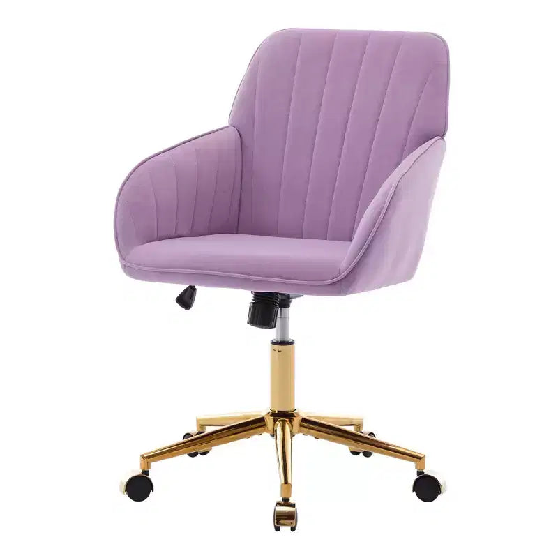 Okak Height-Adjustable Office Chair with Golden Metal Base, Computer Chair with Wheels and Backrest, Comfy Chair for Office, Home