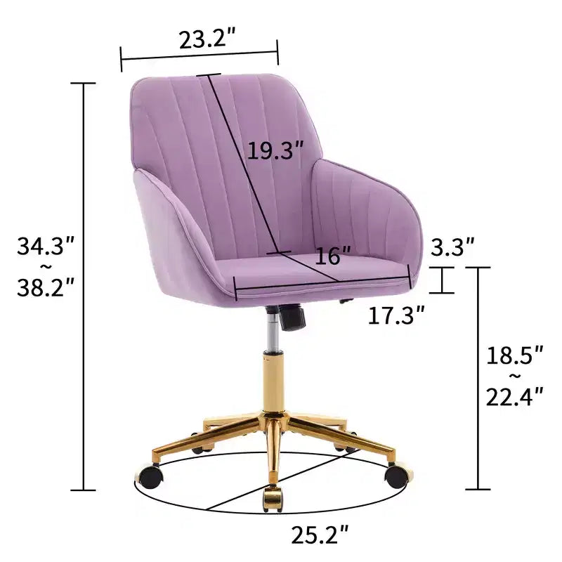Okak Height-Adjustable Office Chair with Golden Metal Base, Computer Chair with Wheels and Backrest, Comfy Chair for Office, Home
