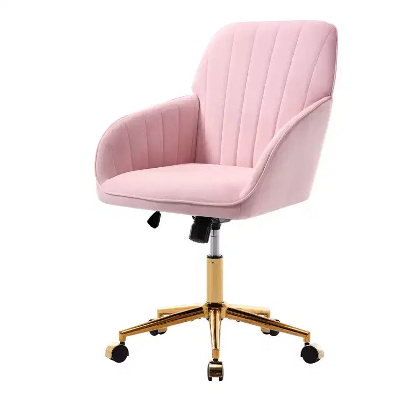 Okak Height-Adjustable Office Chair with Golden Metal Base, Computer Chair with Wheels and Backrest, Comfy Chair for Office, Home