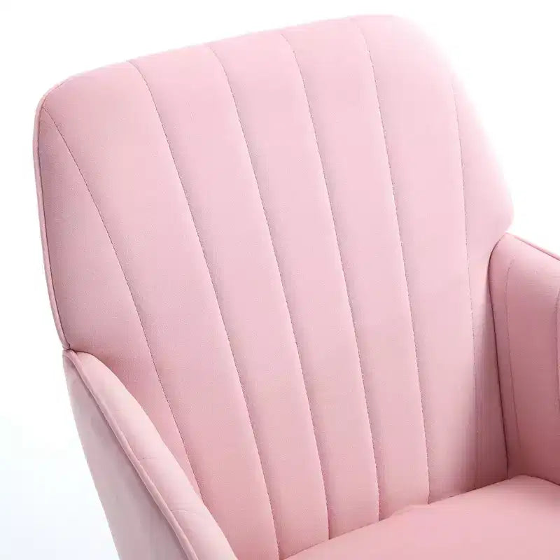 Okak Height-Adjustable Office Chair with Golden Metal Base, Computer Chair with Wheels and Backrest, Comfy Chair for Office, Home