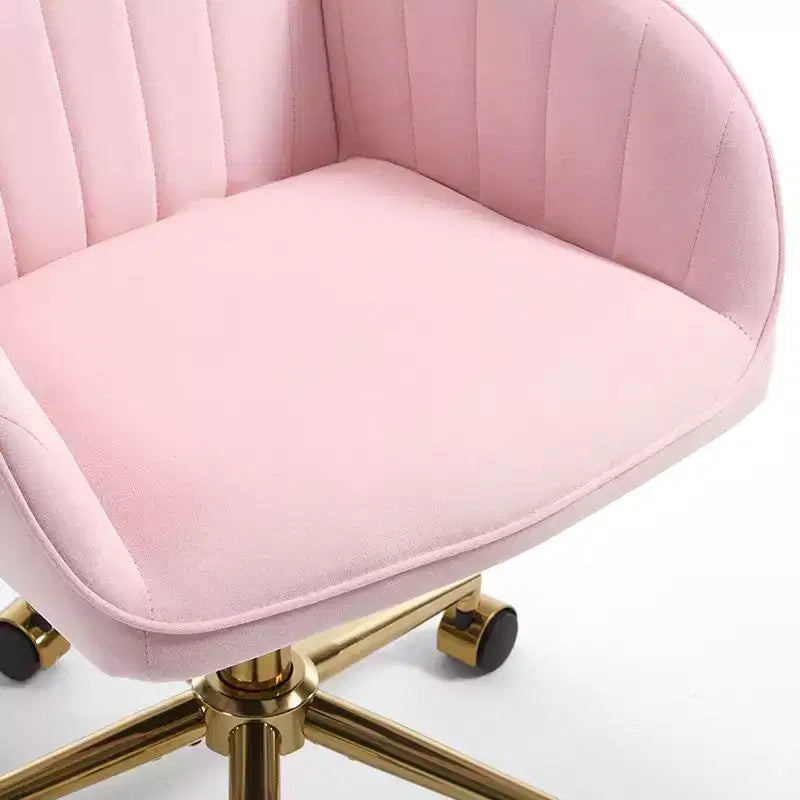 Okak Height-Adjustable Office Chair with Golden Metal Base, Computer Chair with Wheels and Backrest, Comfy Chair for Office, Home