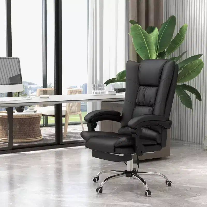 Okak Executive Office Chair with Heat, Massage Computer Chair with Foldable Footrest and Padding Armrest, Swivel Chair for Study, Reading Room