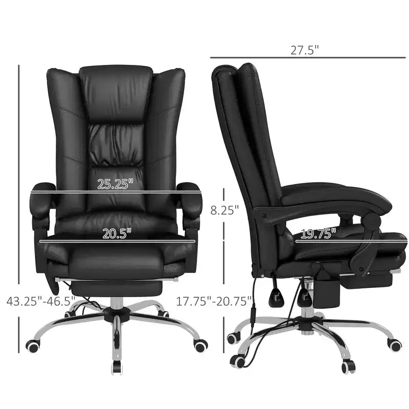 Okak Executive Office Chair with Heat, Massage Computer Chair with Foldable Footrest and Padding Armrest, Swivel Chair for Study, Reading Room