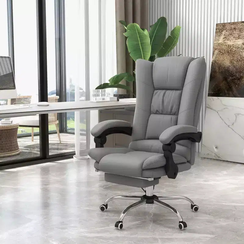 Okak Executive Office Chair with Heat, Massage Computer Chair with Foldable Footrest and Padding Armrest, Swivel Chair for Study, Reading Room