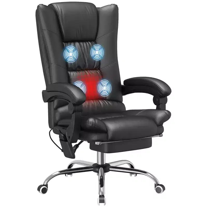 Okak Executive Office Chair with Heat, Massage Computer Chair with Foldable Footrest and Padding Armrest, Swivel Chair for Study, Reading Room
