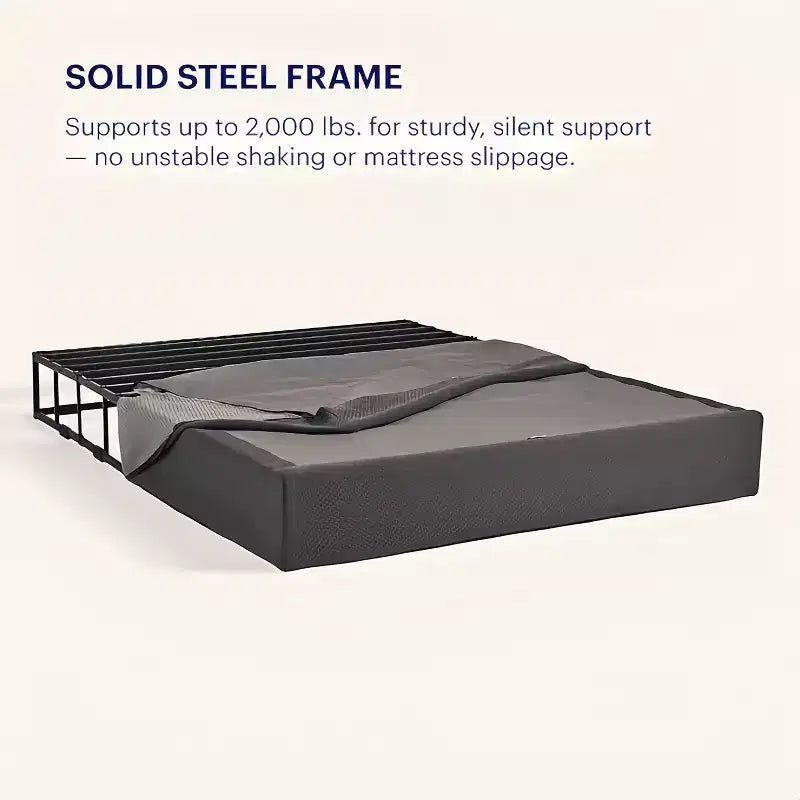 Purple Flat Foundation Standard 9 with 2000 lbs Capacity, Accordion Design, 14 Slats & Zip-On Cover, Gray