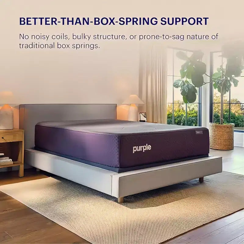 Purple Flat Foundation Standard 9 with 2000 lbs Capacity, Accordion Design, 14 Slats & Zip-On Cover, Gray