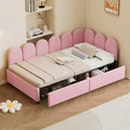 Bellemave Twin Size Upholstered Daybed with 2 Storage Drawers, Velvet L-Shape daybed, upholstered daybed for Bedroom Living Room,Pink