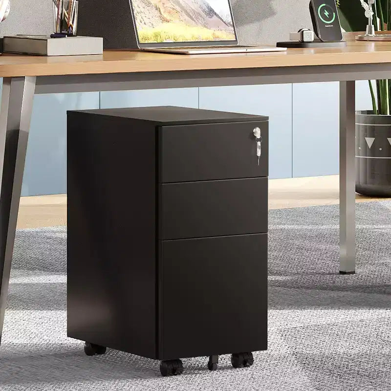 GALAXHERO File Cabinet, 3-Drawer Vertical Filing Cabinet, Slim Space-Saving Storage for Legal/Letter Size Files, Home & Office Organization