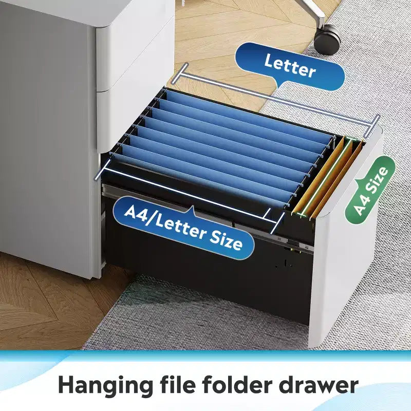 GALAXHERO File Cabinet, 3-Drawer Vertical Filing Cabinet, Slim Space-Saving Storage for Legal/Letter Size Files, Home & Office Organization