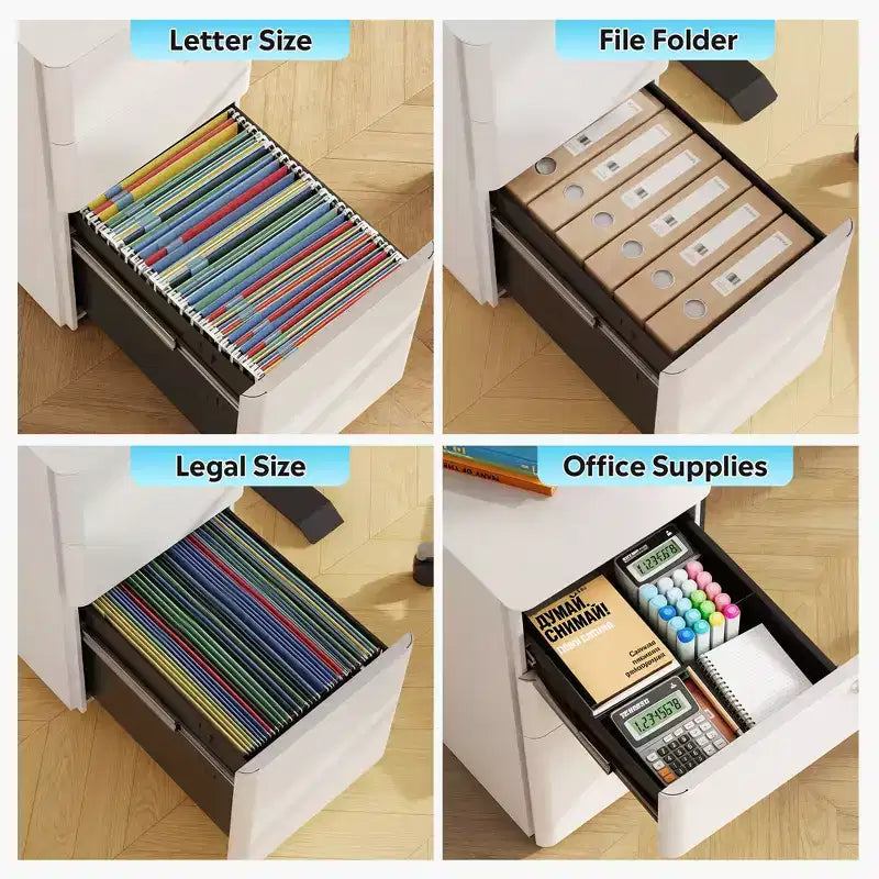 GALAXHERO File Cabinet, 3-Drawer Vertical Filing Cabinet, Slim Space-Saving Storage for Legal/Letter Size Files, Home & Office Organization