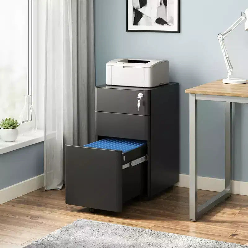 GALAXHERO File Cabinet, 3-Drawer Vertical Filing Cabinet, Slim Space-Saving Storage for Legal/Letter Size Files, Home & Office Organization