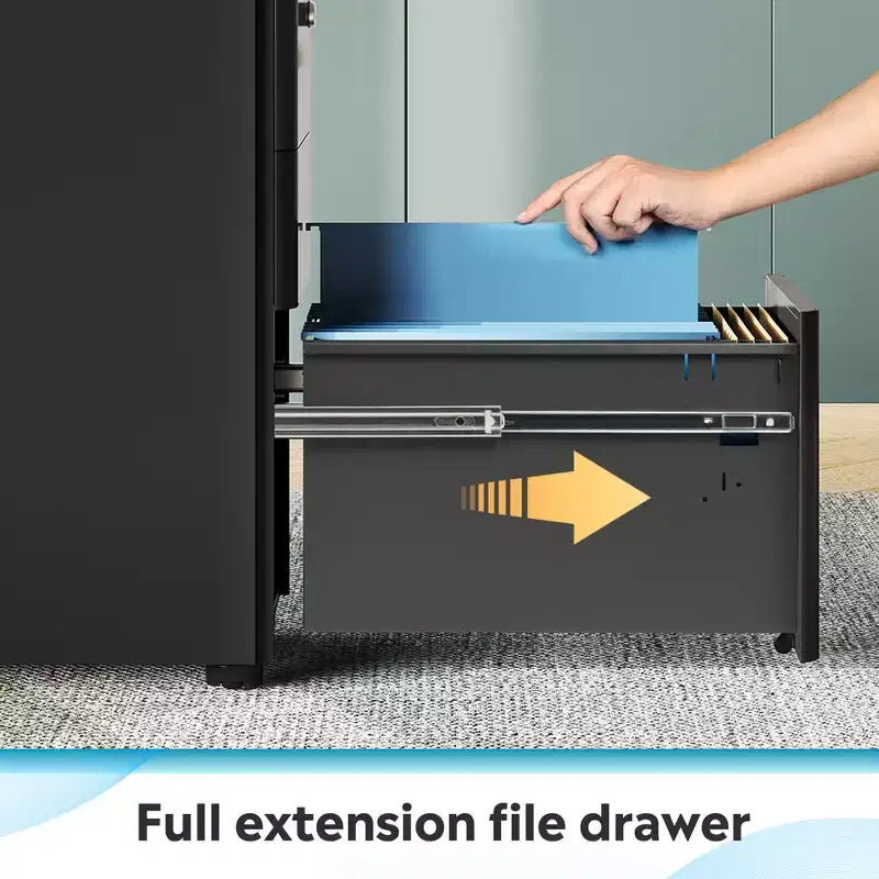 GALAXHERO File Cabinet, 3-Drawer Vertical Filing Cabinet, Slim Space-Saving Storage for Legal/Letter Size Files, Home & Office Organization