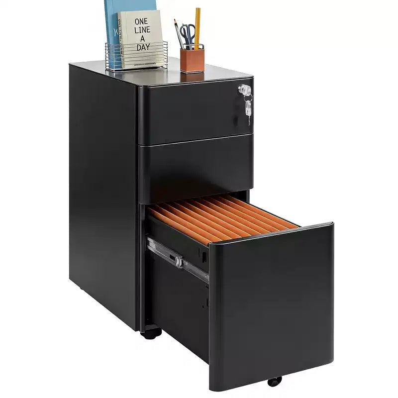GALAXHERO File Cabinet, 3-Drawer Vertical Filing Cabinet, Slim Space-Saving Storage for Legal/Letter Size Files, Home & Office Organization