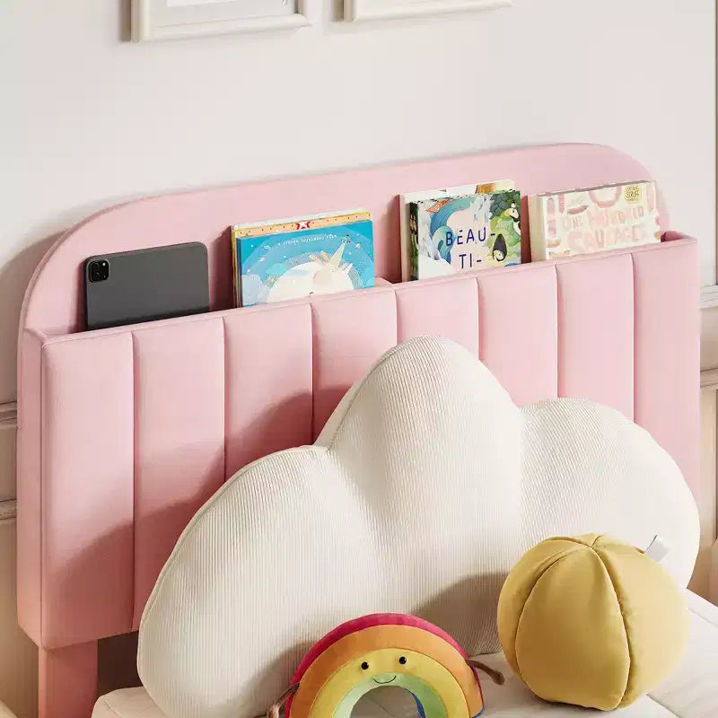 Twin Size Upholstered Platform Bed Frame with Storage Headboard & Under-Bed Drawer, Velvet Bed with Sturdy Metal Slats