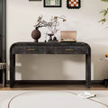 Okak Retro Curved Console Table with Thick Tabletop, Entry Table with 2 Top Drawers and Metal Handle, Accent Table for Dining Room, Living Room