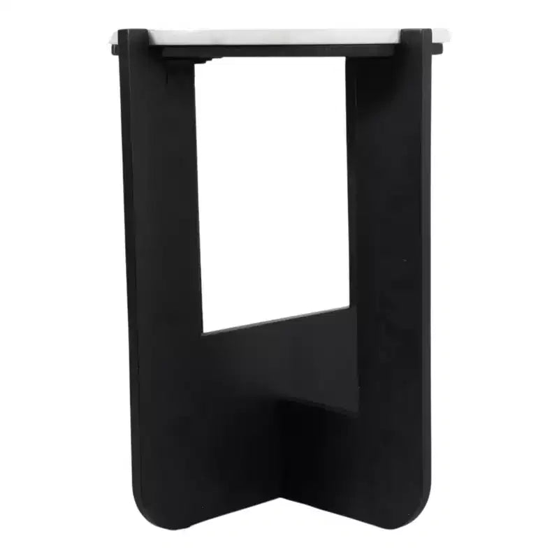 Chic End Table, Side Table, or Small Night Stand for Room Decor - Sturdy Wood Criss-cross Bedside Table with Marble Top - 20 White & Black