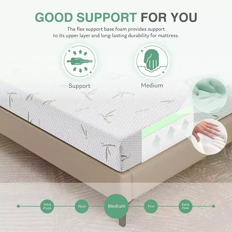 Gel Foam Bed 8 10 Inch Medium Firm Memory Foam Mattress with Cooling Technology Washable Bamboo Cover CertiPUR-US Certified