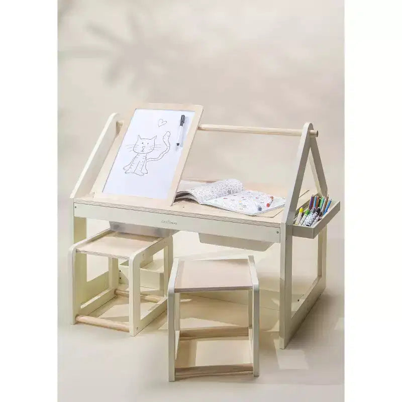 Coco Village - Multifunction Wooden Art & Sensory Table W/ Stools