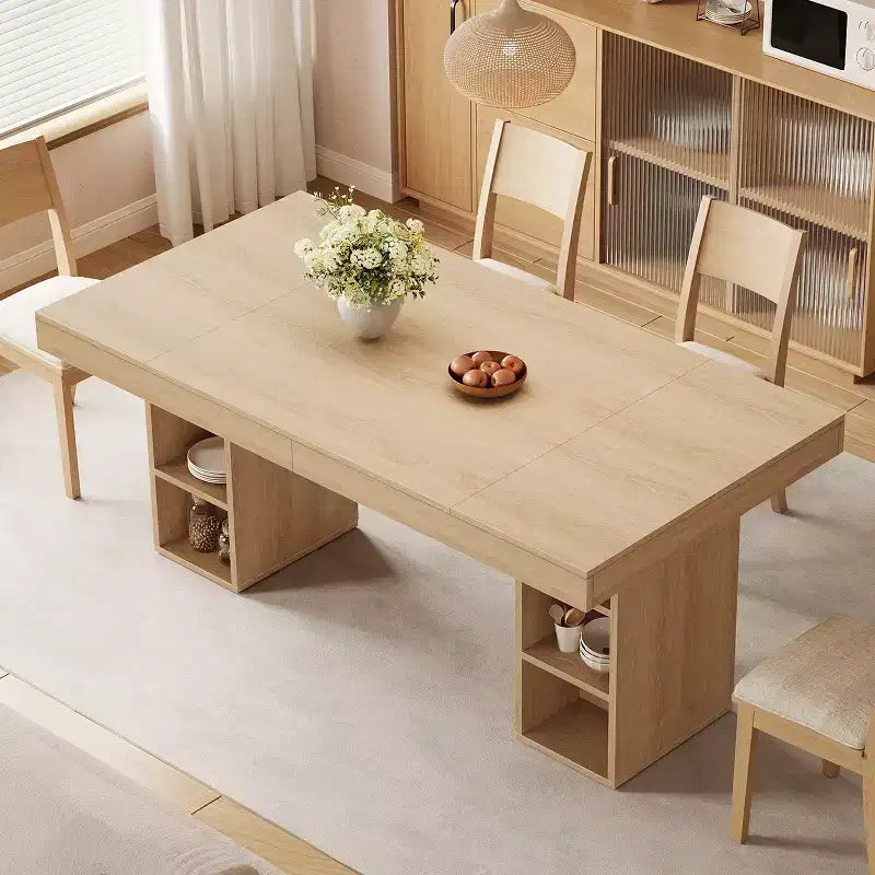 71-Inch Large Dining Table for 6-8 with Dual Side Storage, Wooden Kitchen Table w/ Large Tabletop & Sturdy Frame,for Kitchen, Dinner, Oak