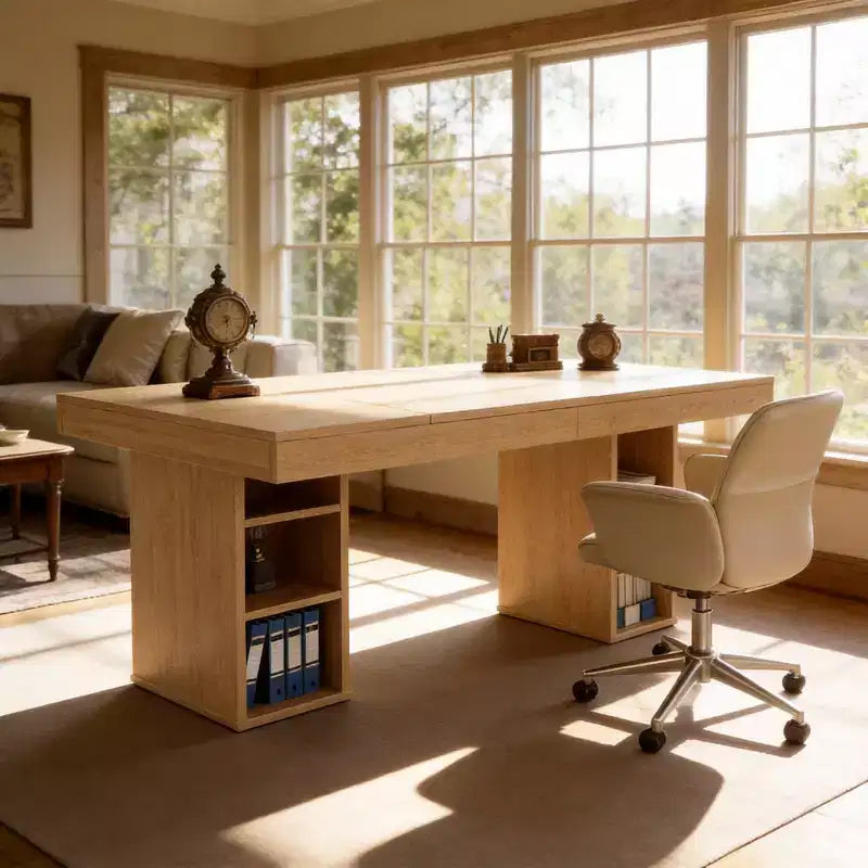 71-Inch Large Dining Table for 6-8 with Dual Side Storage, Wooden Kitchen Table w/ Large Tabletop & Sturdy Frame,for Kitchen, Dinner, Oak