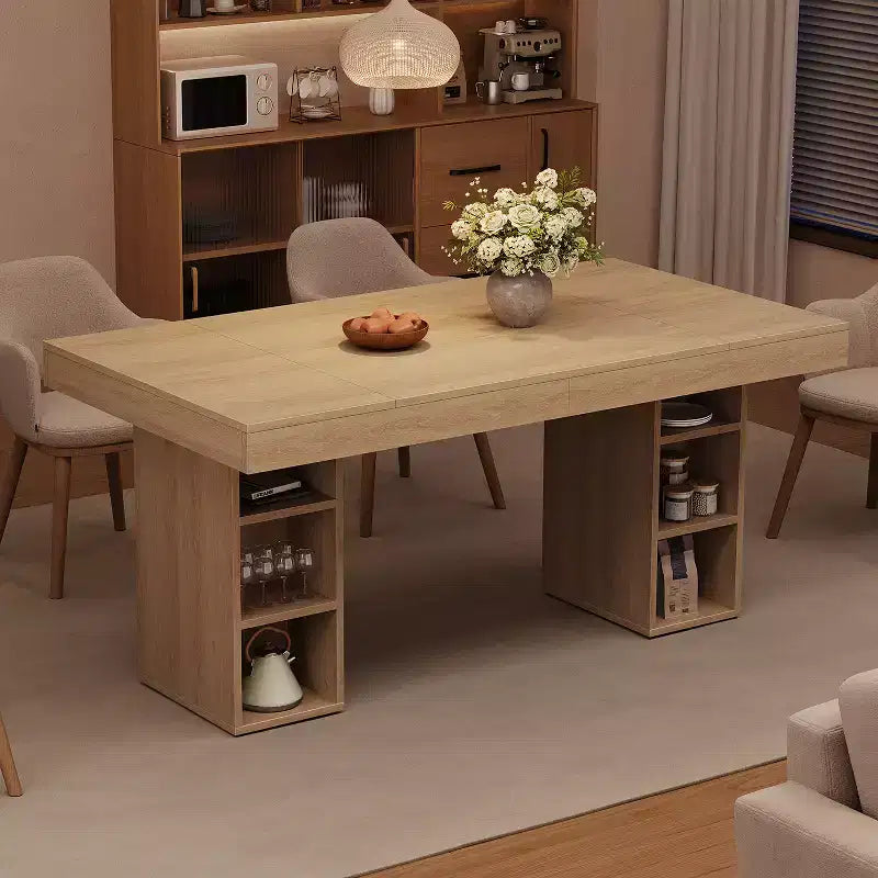 71-Inch Large Dining Table for 6-8 with Dual Side Storage, Wooden Kitchen Table w/ Large Tabletop & Sturdy Frame,for Kitchen, Dinner, Oak