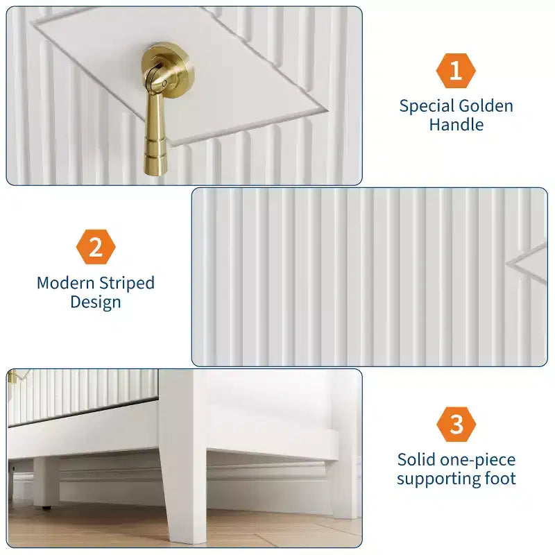 White Dresser for Bedroom with 6 Drawers, 47 Wide Wood Chest of Deep Drawers, Modern TV Stand Large Storage Organizer for Closet,Living Room,Hallway