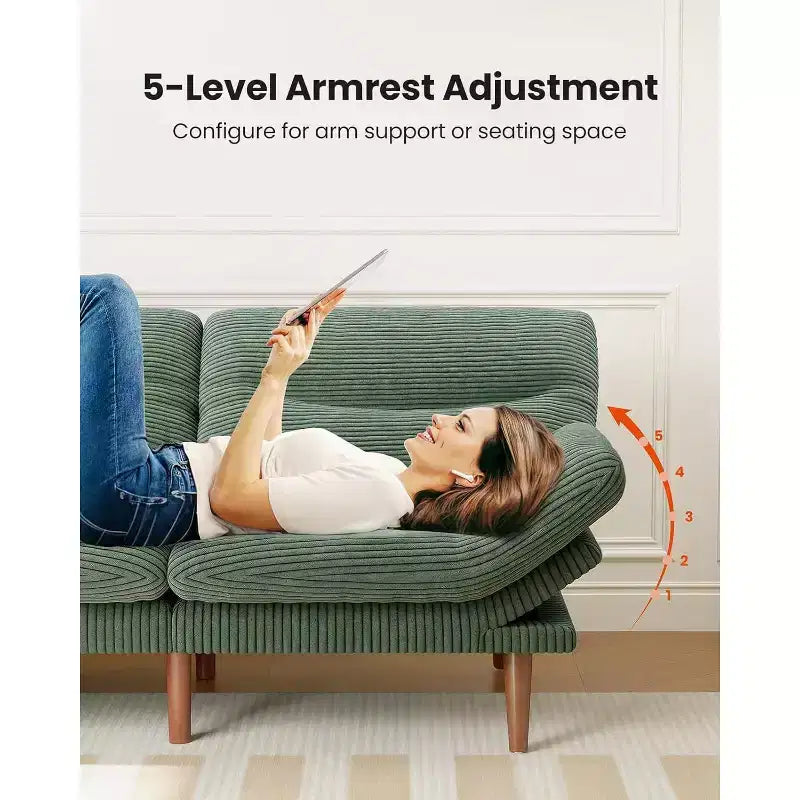 Futon Sofa Bed, Futon Couch Adjustable Backrest Armrests