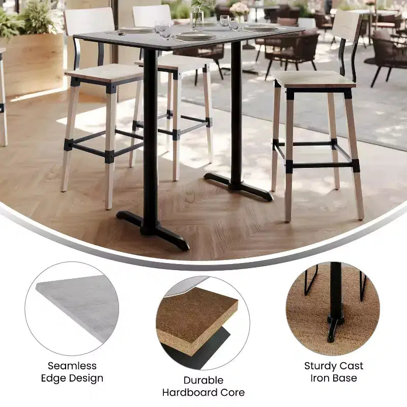 Flash Furniture Acadia Tabletop with TopGuard HPL Technology and Bar Height Base