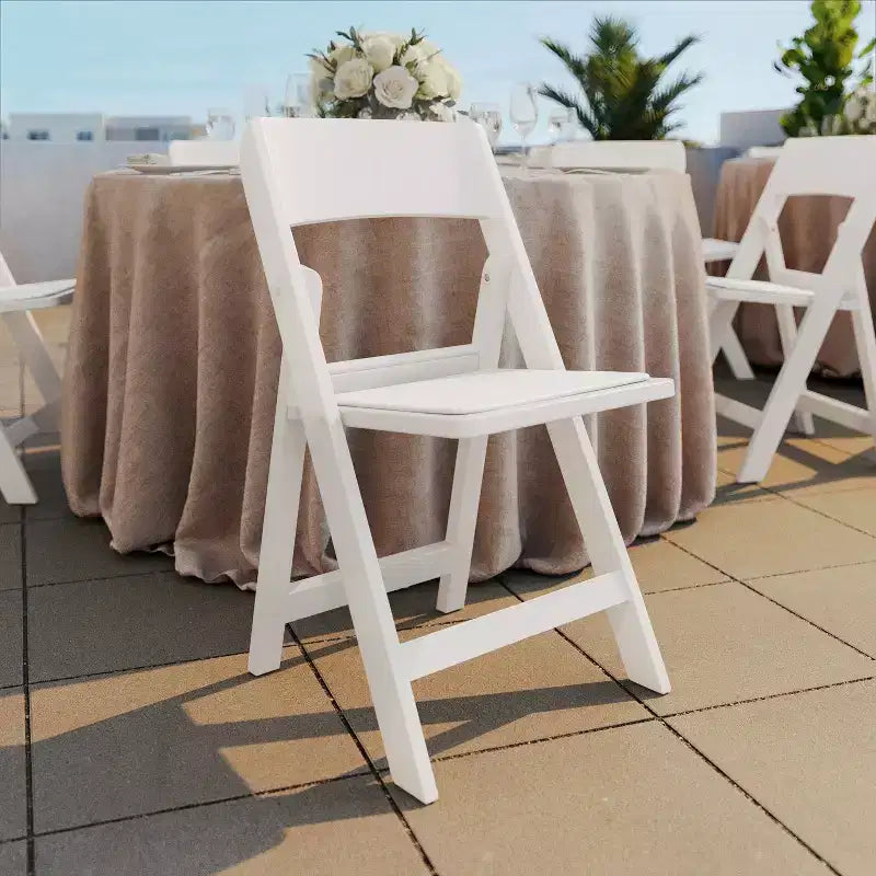 Flash Furniture Hercules Tucker Lightweight Foldable Chair with Removable Vinyl Padded Seat for Indoor Outdoor Use